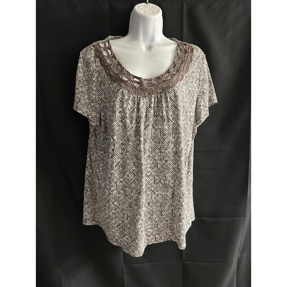 New XL St. John's Bay Peep Collar Top #1502*8